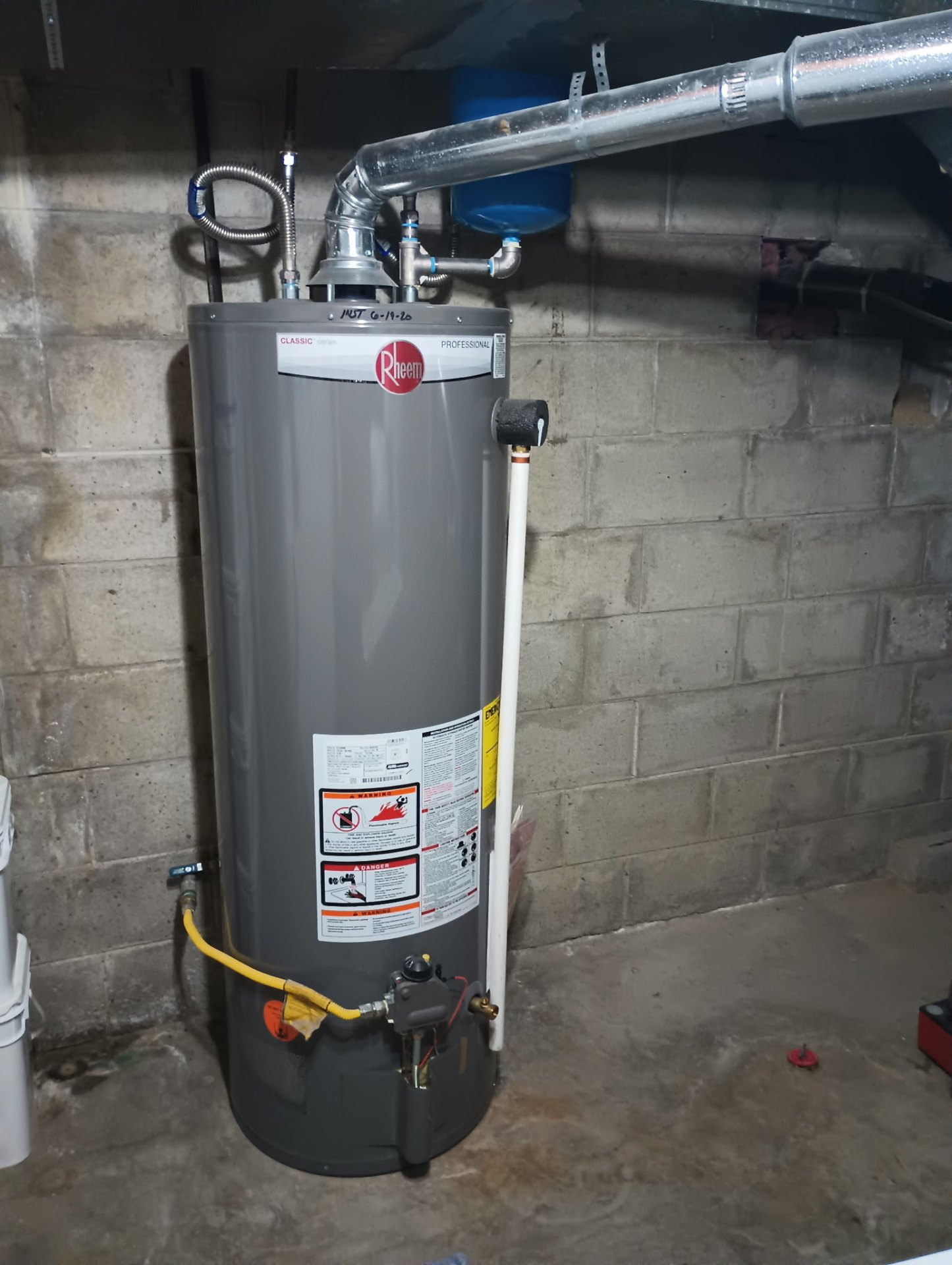 New Rheem water heater installation